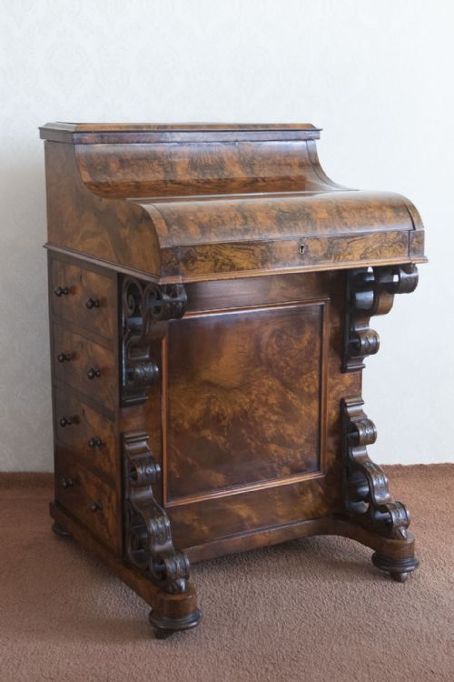 victorian burr walnut piano rise and fall davenport - CATEGORY: ANTIQUE DESKS - DATED 19TH CENTURY