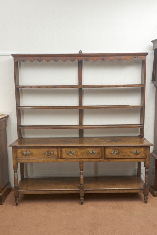 GOOD GEORGE III OAK DRESSER WITH RACK - ADDITIONAL PHOTO 3