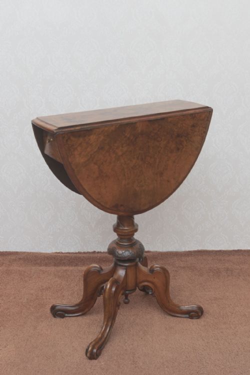 UNUSUAL VICTORIAN OVAL DROP LEAF TRIPOD TABLE - ADDITIONAL PHOTO 1