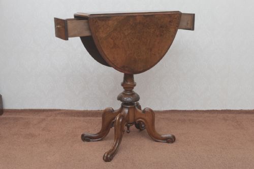UNUSUAL VICTORIAN OVAL DROP LEAF TRIPOD TABLE - ADDITIONAL PHOTO 2