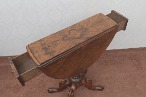 UNUSUAL VICTORIAN OVAL DROP LEAF TRIPOD TABLE - ADDITIONAL PHOTO 5