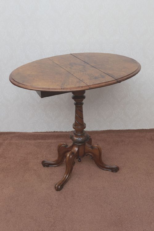 UNUSUAL VICTORIAN OVAL DROP LEAF TRIPOD TABLE - ADDITIONAL PHOTO 7