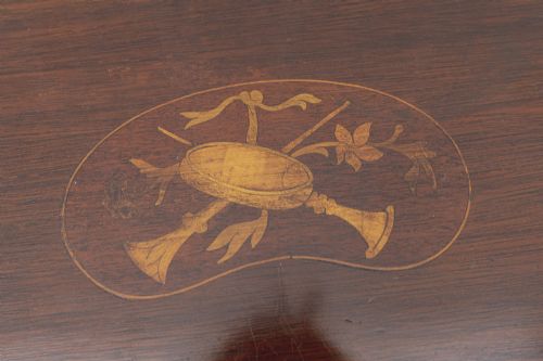 VICTORIAN MAHOGANY INLAID TRAY OF KIDNEY SHAPE - ADDITIONAL PHOTO 1