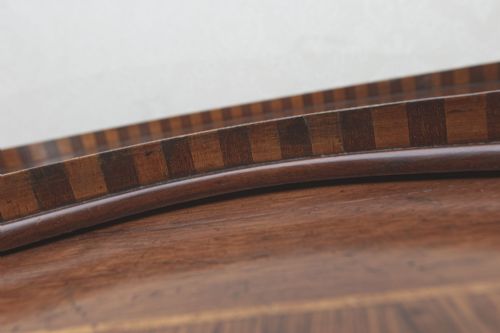 VICTORIAN MAHOGANY INLAID TRAY OF KIDNEY SHAPE - ADDITIONAL PHOTO 2