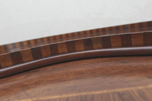 VICTORIAN MAHOGANY INLAID TRAY OF KIDNEY SHAPE - ADDITIONAL PHOTO 3