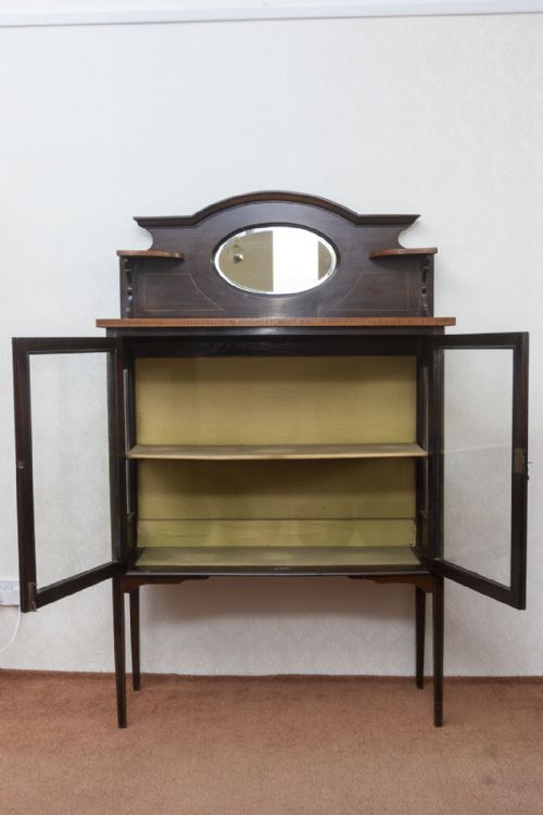 LATE 19TH CENTURY MAHOGANY INLAID DISPLAY CABINET - ADDITIONAL PHOTO 4
