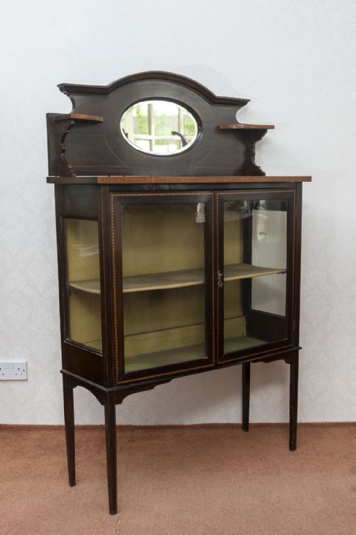 LATE 19TH CENTURY MAHOGANY INLAID DISPLAY CABINET - ADDITIONAL PHOTO 7