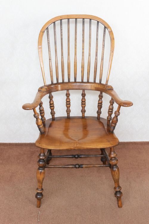A GOOD VINTAGE YORKSHIRE BROAD ARM WINDSOR CHAIR IN ASH - ADDITIONAL PHOTO 7