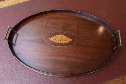 victorian or perhaps edwardian inlaid mahogany tray - CATEGORY: ANTIQUE MISCELLANEOUS - DATED 1890