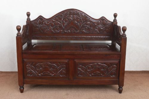 LATE VICTORIAN RED WALNUT HALL BENCH - ADDITIONAL PHOTO 1