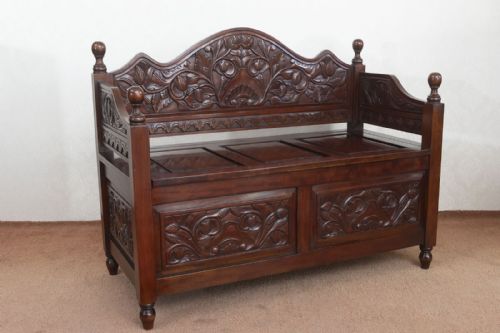 LATE VICTORIAN RED WALNUT HALL BENCH - ADDITIONAL PHOTO 13
