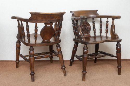 PAIR OF DRAUGHT BACK SMOKERS BOW CHAIRS IN ASH - ADDITIONAL PHOTO 1