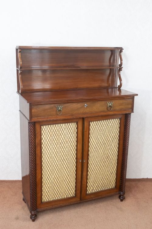 FINE QUALITY REGENCY PERIOD SIDE CABINET WITH BRASS GRILL DOORS - ADDITIONAL PHOTO 3
