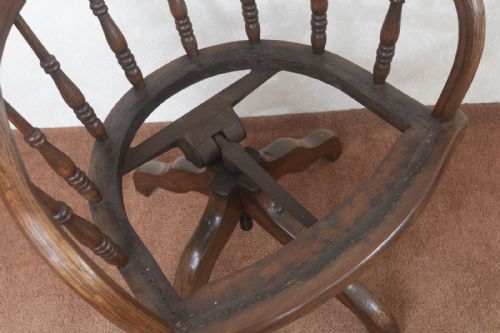 EDWARDIAN OAK OFFICE CHAIR WITH SWIVEL ACTION - ADDITIONAL PHOTO 1