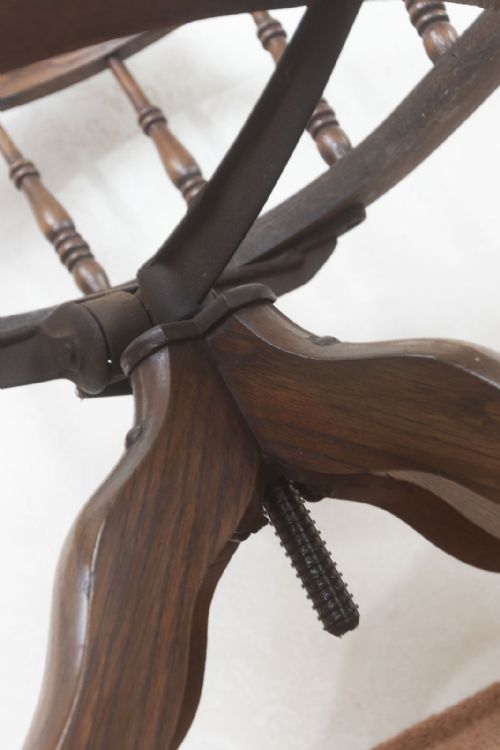 EDWARDIAN OAK OFFICE CHAIR WITH SWIVEL ACTION - ADDITIONAL PHOTO 2