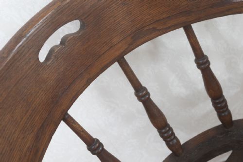 EDWARDIAN OAK OFFICE CHAIR WITH SWIVEL ACTION - ADDITIONAL PHOTO 5