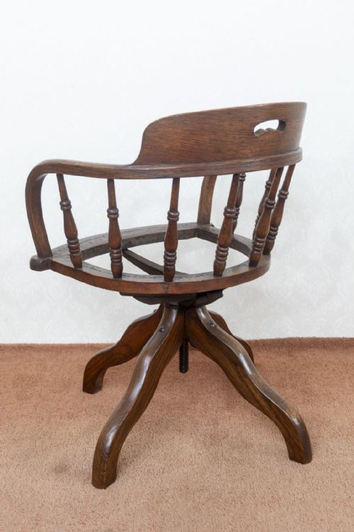 EDWARDIAN OAK OFFICE CHAIR WITH SWIVEL ACTION - ADDITIONAL PHOTO 6