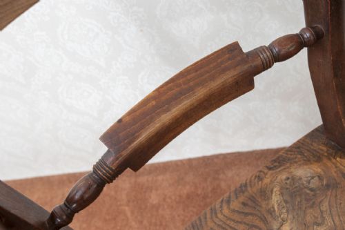 EARLY 19TH CENTURY ASH SCROLL BACK WINDSOR CHAIR - ADDITIONAL PHOTO 5