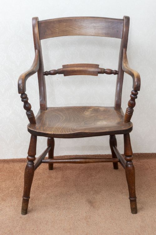 EARLY 19TH CENTURY ASH SCROLL BACK WINDSOR CHAIR - ADDITIONAL PHOTO 7
