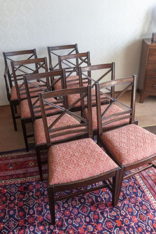 set of eight georgian style mahogany dining chairs - CATEGORY: ANTIQUE CHAIRS - DATED 19TH CENTURY