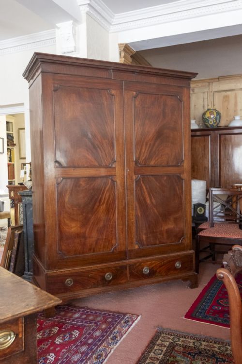 antique mahogany wardrobe of very unusual size - CATEGORY: ANTIQUE WARDROBES - DATED 19TH CENTURY
