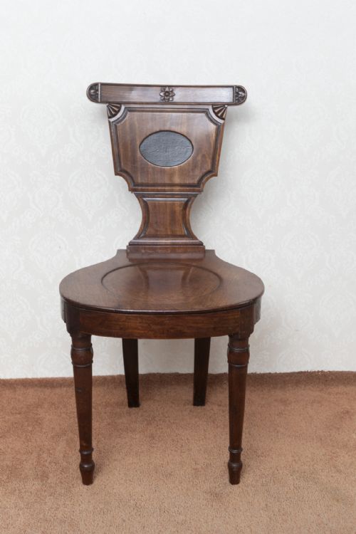 VERY GOOD GEORGE III MAHOGANY HALL CHAIR - ADDITIONAL PHOTO 7