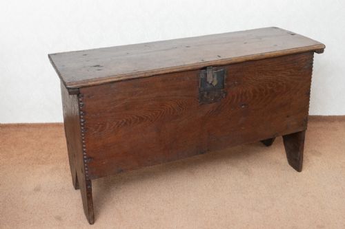 good english plank coffer sword chest - CATEGORY: ANTIQUE CHESTS - DATED 1700