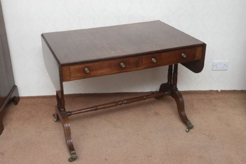late regency mahogany sofa table with two drawers - CATEGORY: ANTIQUE TABLES - DATED 19TH CENTURY