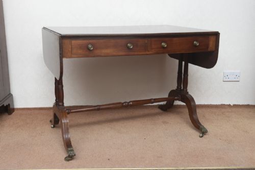 LATE REGENCY MAHOGANY SOFA TABLE WITH TWO DRAWERS - ADDITIONAL PHOTO 1