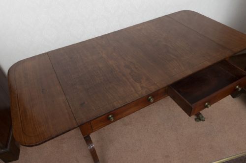 LATE REGENCY MAHOGANY SOFA TABLE WITH TWO DRAWERS - ADDITIONAL PHOTO 2