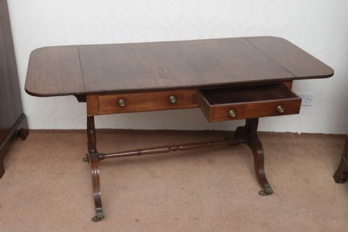 LATE REGENCY MAHOGANY SOFA TABLE WITH TWO DRAWERS - ADDITIONAL PHOTO 3