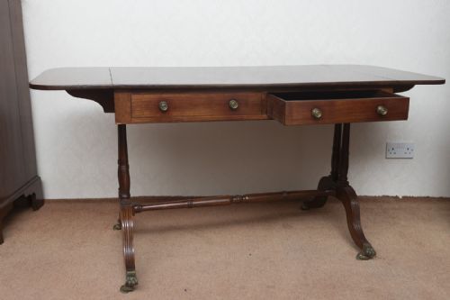 LATE REGENCY MAHOGANY SOFA TABLE WITH TWO DRAWERS - ADDITIONAL PHOTO 4