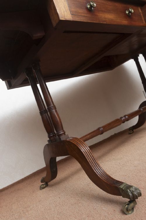 LATE REGENCY MAHOGANY SOFA TABLE WITH TWO DRAWERS - ADDITIONAL PHOTO 6