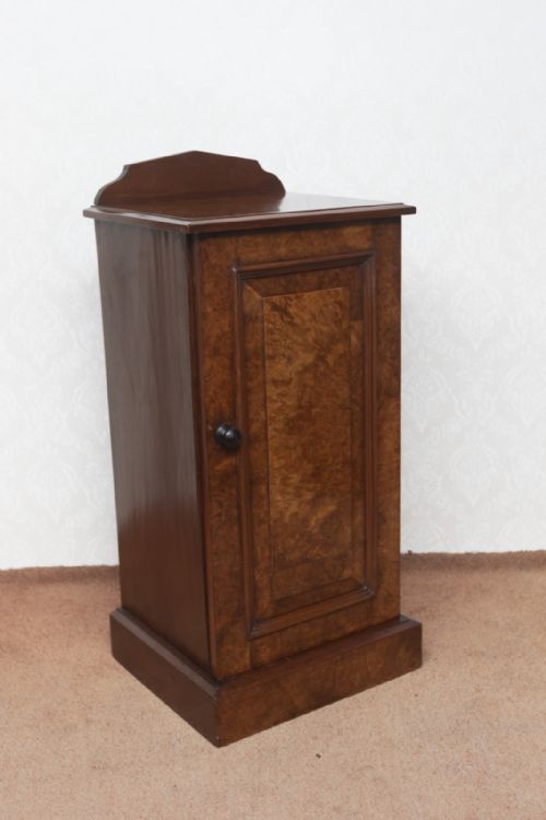 victorian bedside cupboard in burr walnut - CATEGORY: ANTIQUE CUPBOARDS - DATED VICTORIAN