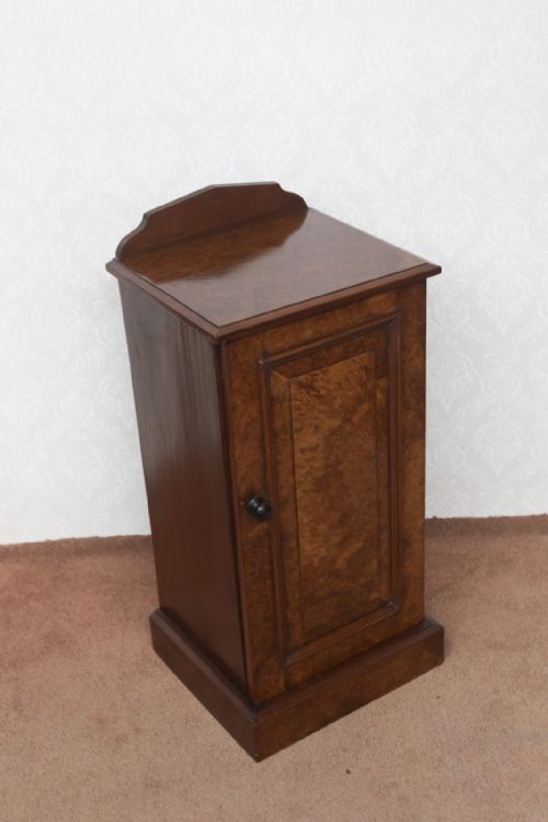 VICTORIAN BEDSIDE CUPBOARD IN BURR WALNUT - ADDITIONAL PHOTO 1