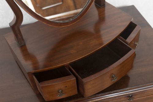 ANTIQUE MAHOGANY BOW FRONT DRESSING MIRROR - ADDITIONAL PHOTO 2