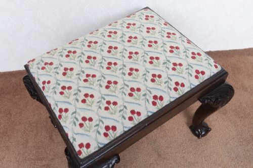 VERY STURDY LATE 18TH CENTURY MAHOGANY STOOL WITH CABRIOLET LEGS - ADDITIONAL PHOTO 5