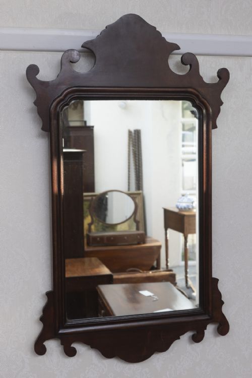 antique mahogany chippendale style wall mirror - CATEGORY: ANTIQUE MIRRORS - DATED 1850