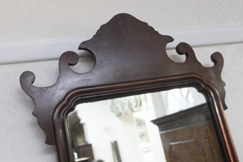 ANTIQUE MAHOGANY CHIPPENDALE STYLE WALL MIRROR - ADDITIONAL PHOTO 1