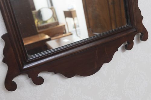 ANTIQUE MAHOGANY CHIPPENDALE STYLE WALL MIRROR - ADDITIONAL PHOTO 2