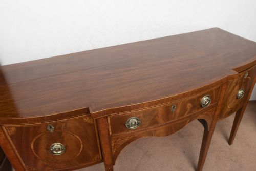 GEORGIAN MAHOGANY BOW FRONT SIDEBOARD WITH WONDERFUL INLAY - ADDITIONAL PHOTO 1