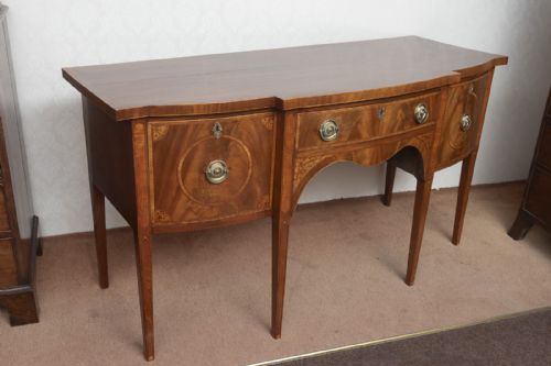 GEORGIAN MAHOGANY BOW FRONT SIDEBOARD WITH WONDERFUL INLAY - ADDITIONAL PHOTO 5
