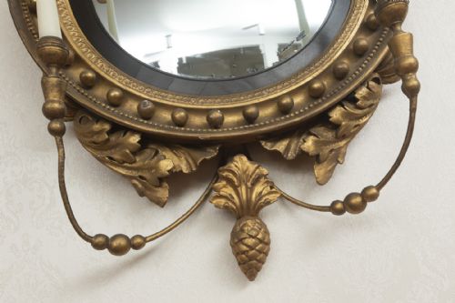 A REGENCY PERIOD CONVEX MIRROR STILL WITH THE ORIGINAL GLASS - ADDITIONAL PHOTO 1