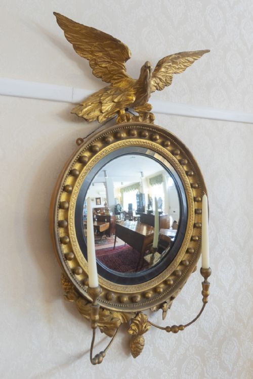 A REGENCY PERIOD CONVEX MIRROR STILL WITH THE ORIGINAL GLASS - ADDITIONAL PHOTO 5