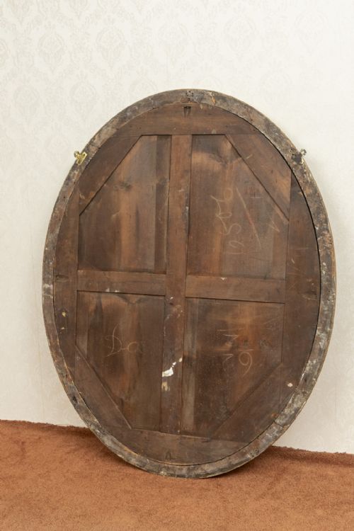 GOOD LARGE OVAL VICTORIAN MIRROR - ADDITIONAL PHOTO 3