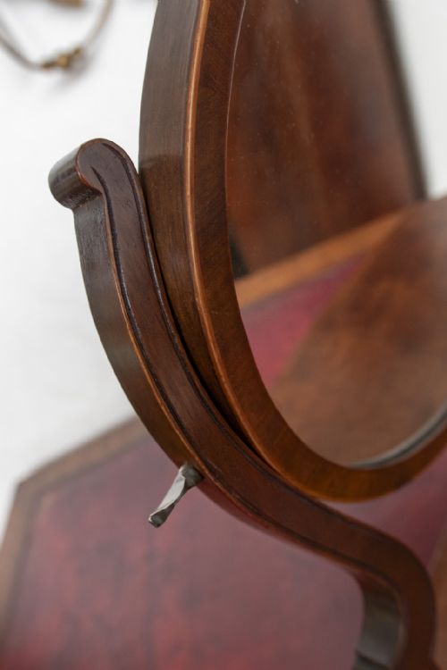 SMALL ANTIQUE BOWFRONT BOX DRESSING MIRROR - ADDITIONAL PHOTO 5