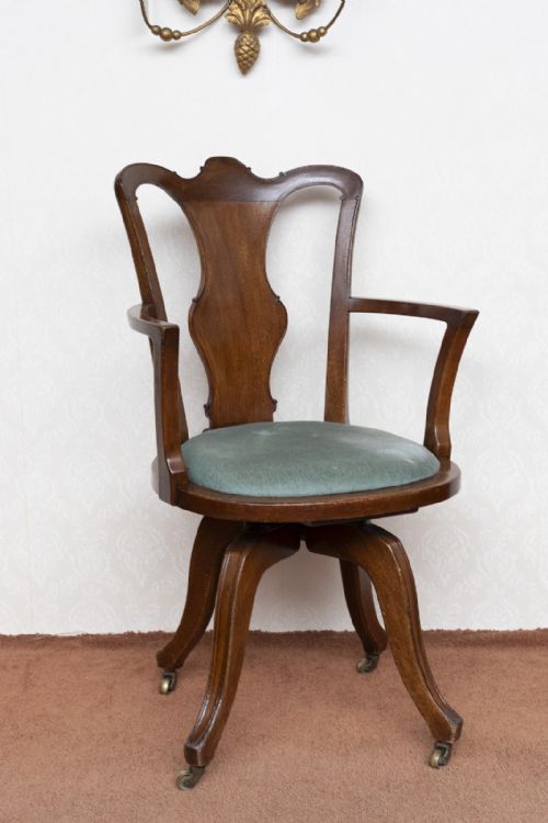 VINTAGE OFFICE CHAIR IN OAK WITH A REVOLVING MOVEMENT - ADDITIONAL PHOTO 2