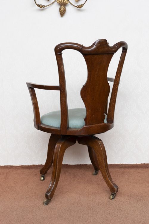 VINTAGE OFFICE CHAIR IN OAK WITH A REVOLVING MOVEMENT - ADDITIONAL PHOTO 5