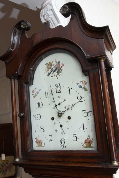 OAK CASED EIGHT DAY GRANDFATHER CLOCK - ADDITIONAL PHOTO 4