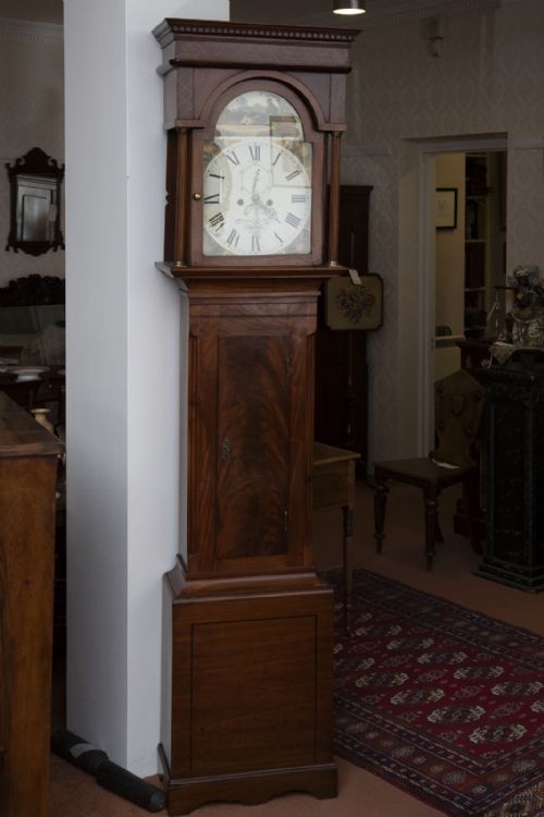 early 19th century inlaid mahogany grandfather clock - CATEGORY: ANTIQUE CLOCKS - DATED 19TH CENTURY